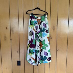 ALEMBIKA Floral Art Lagenlook Pants Palazzo Women's Size 2 Wide Leg Trouser